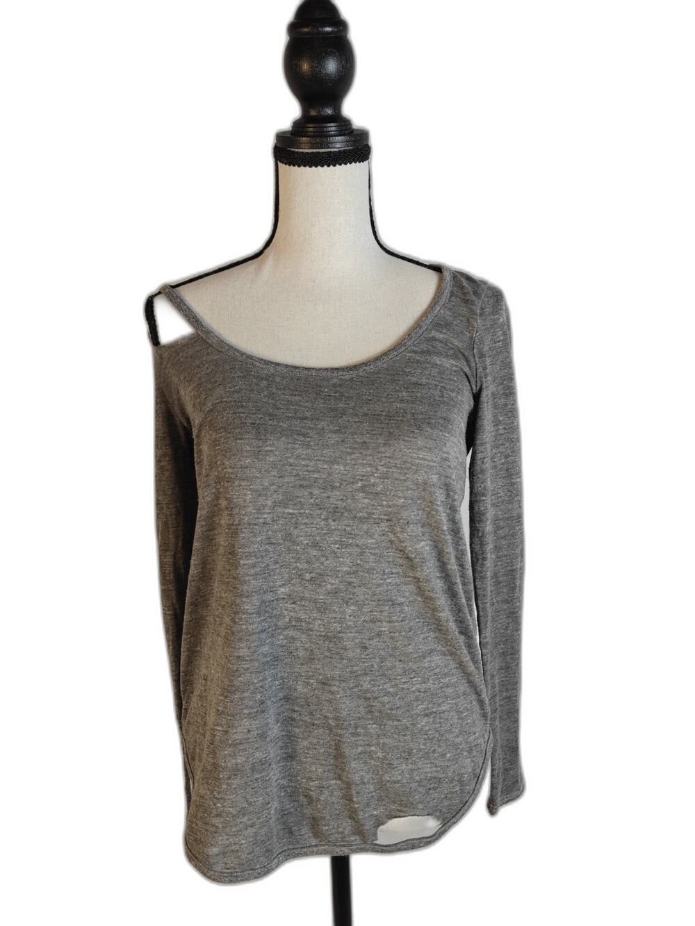 Women's Chaser Heather Gray Open Back Long Sleeve Top Size XS